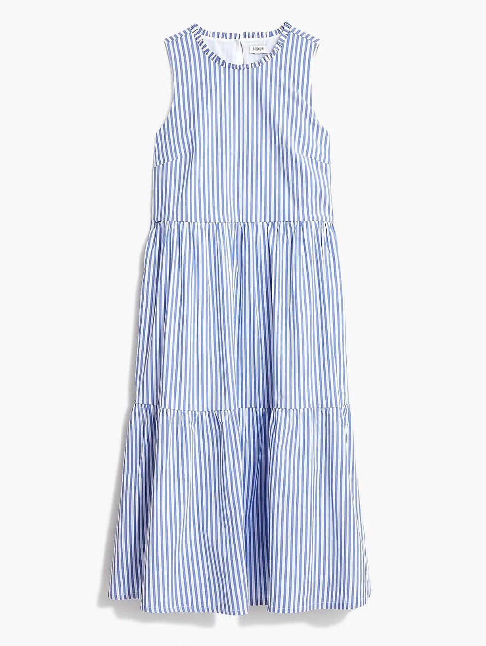 NWT J.Crew Sleeveless Tiered Midi Dress in Cotton Poplin